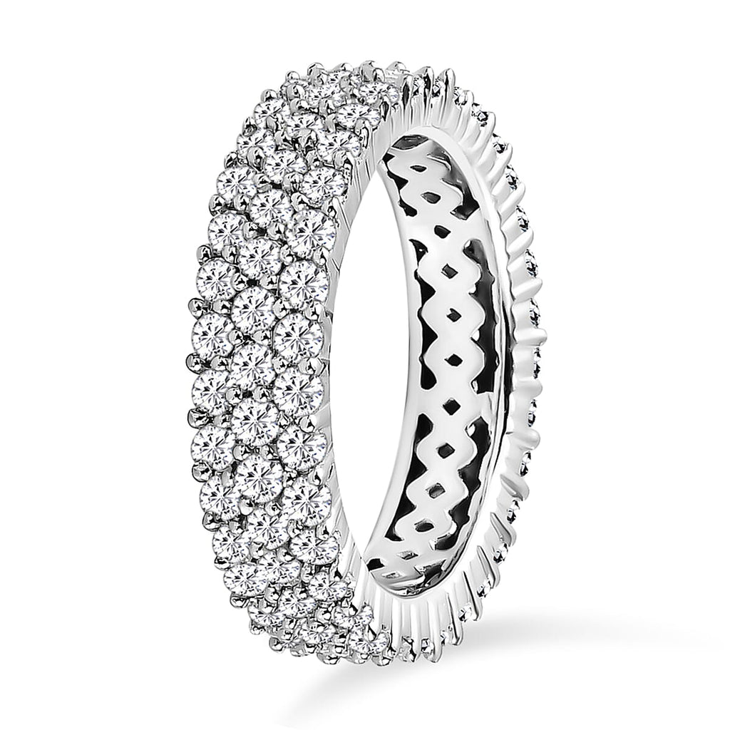 Moissanite Cluster Ring in Platinum Overlay Sterling Silver 2.10 Ct.
