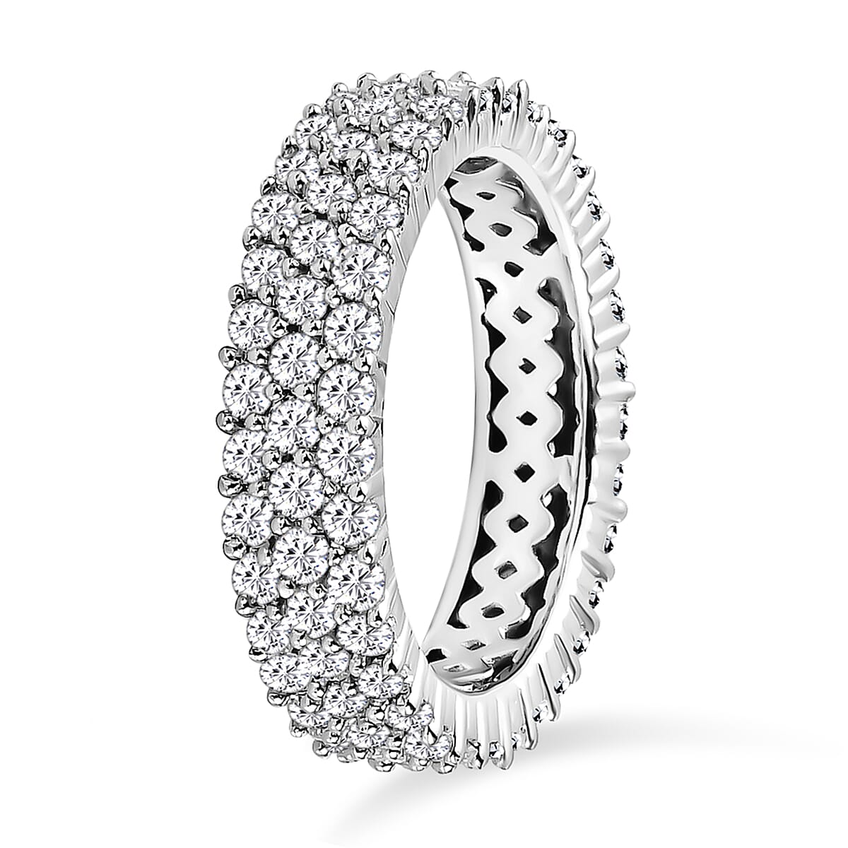 Moissanite Full Eternity Wedding Band Ring in Platinum Plated Sterling Silver 2.10 Ct. 7439735 3