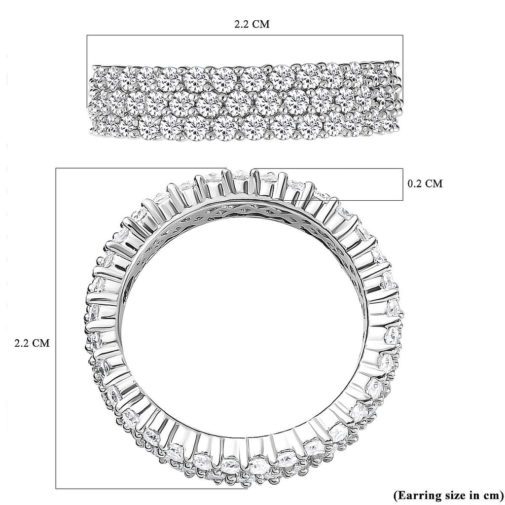 Moissanite Cluster Ring in Platinum Overlay Sterling Silver 2.10 Ct.