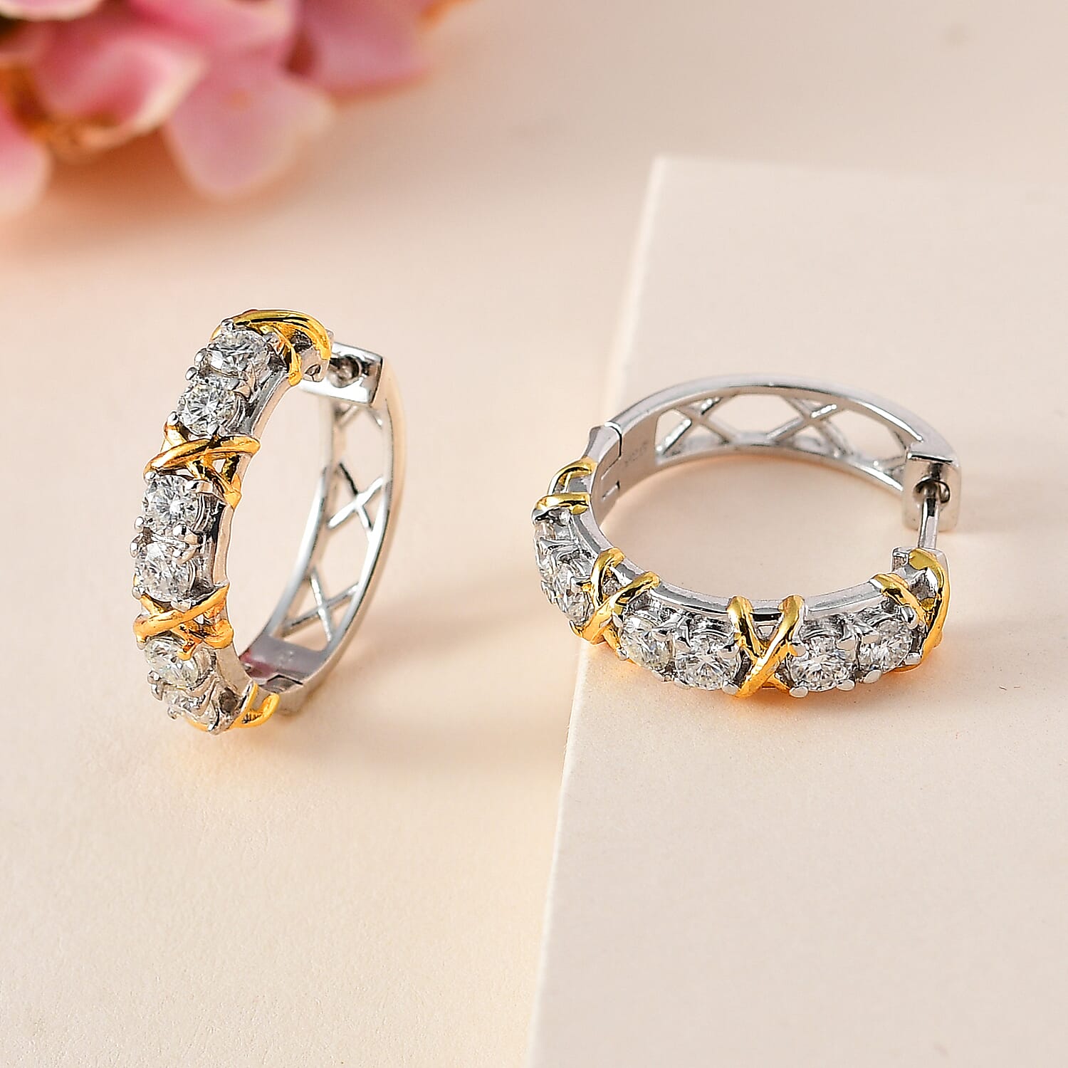 Designer Inspired Moissanite Criss Cross Earrings in 18K Gold Vermeil &amp; Platinum Plated Sterling Silver 7721195 2