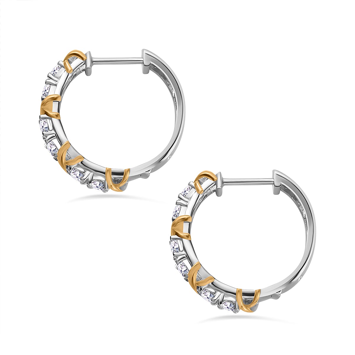 Designer Inspired Moissanite Criss Cross Earrings in 18K Gold Vermeil &amp; Platinum Plated Sterling Silver 7721195 4