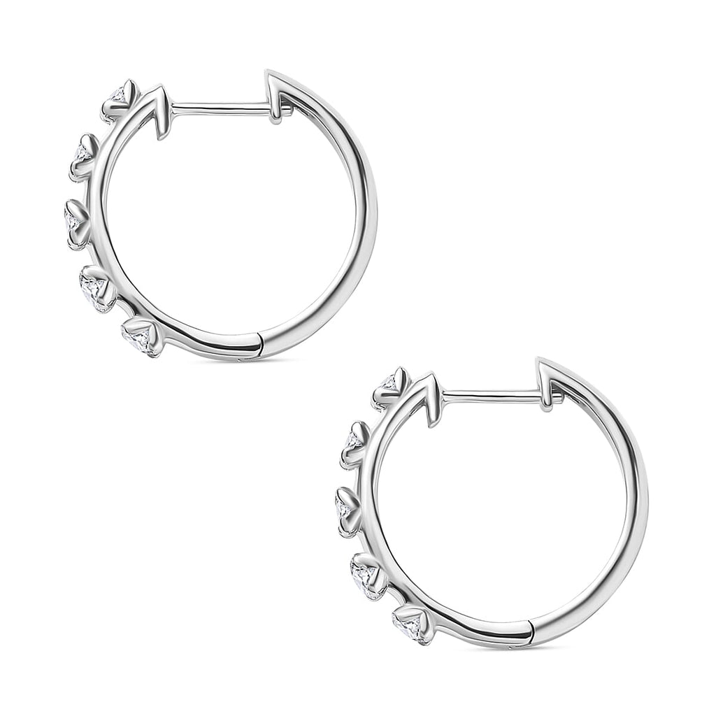 Moissanite Hoop Earrings in Platinum Overlay Sterling Silver 1.06 Ct.