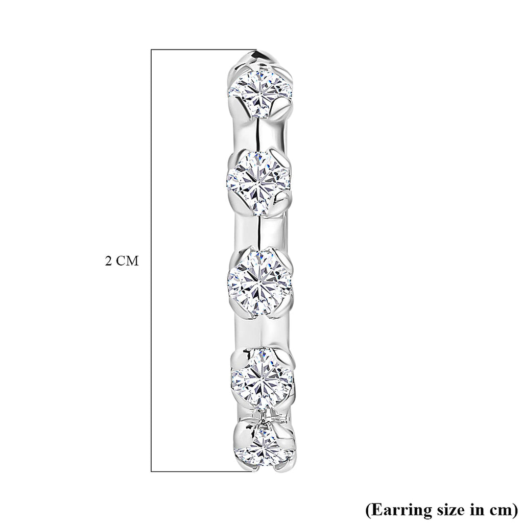 Moissanite Hoop Earrings in Platinum Overlay Sterling Silver 1.06 Ct.