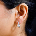 Moissanite (Asscher Cut) Hoop Earrings in Platinum Overlay Sterling Silver 1.34 Ct, Silver Wt. 6.39 Gms