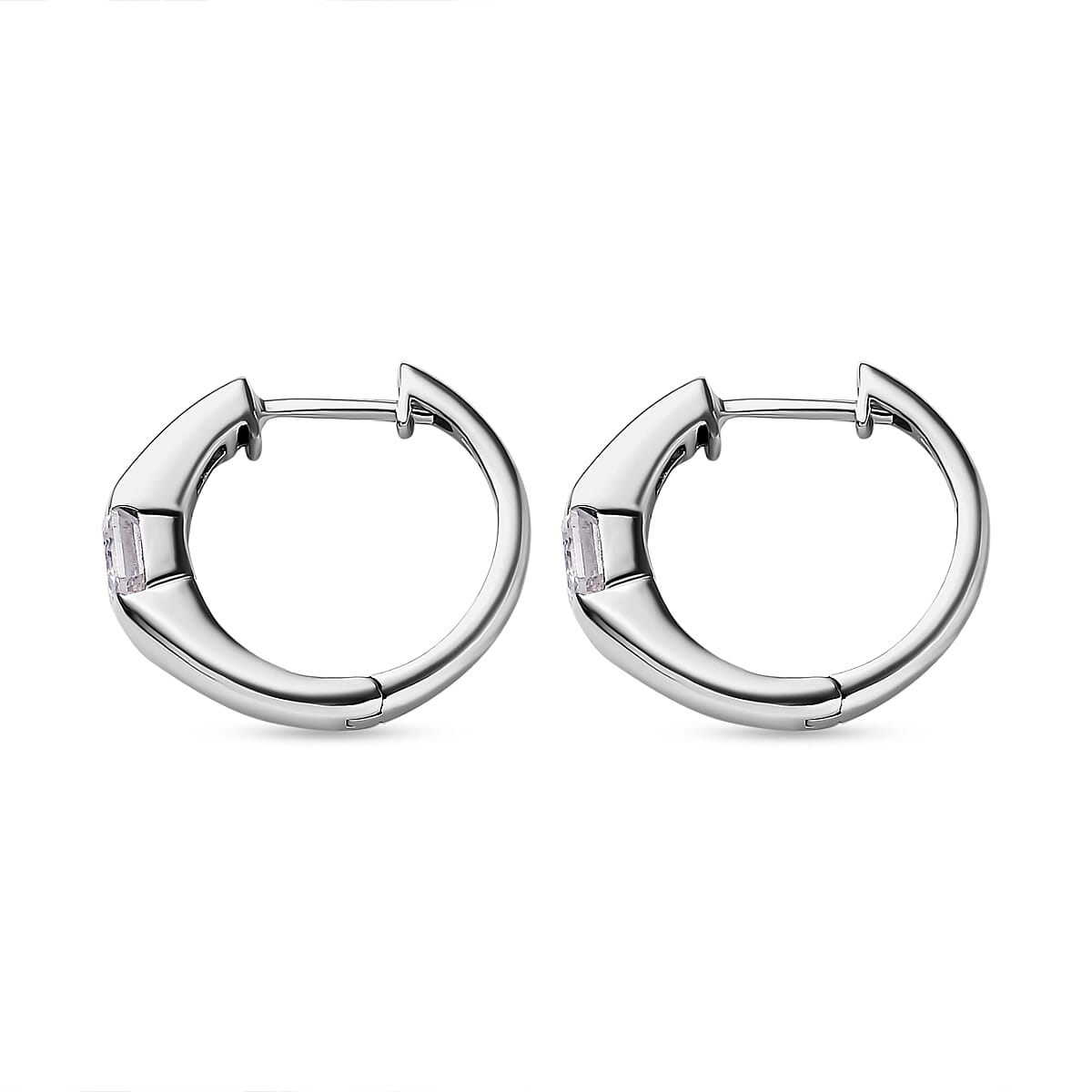 Moissanite (Asscher Cut) Hoop Earrings in Platinum Overlay Sterling Silver 1.34 Ct, Silver Wt. 6.39 Gms 7678839 3