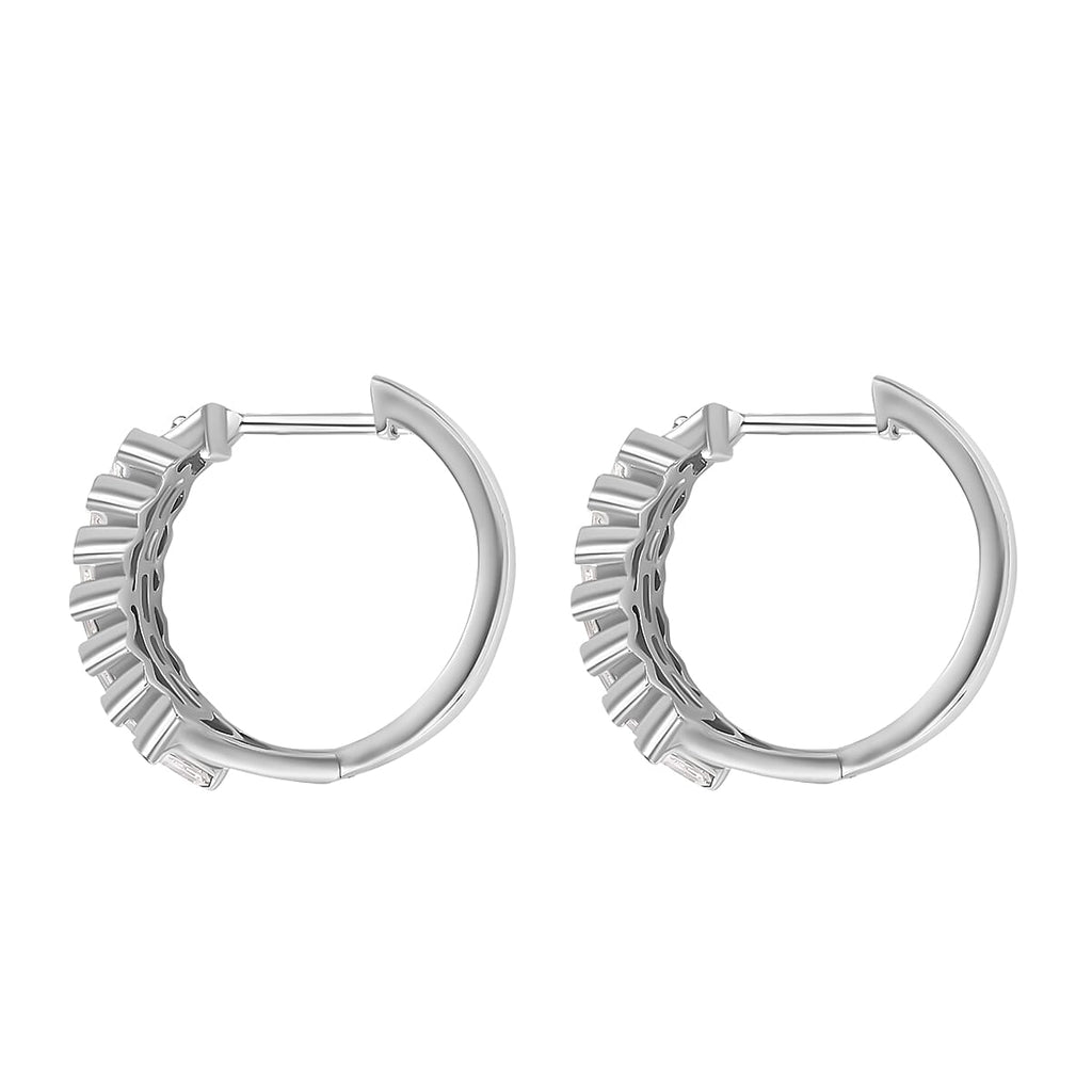 Moissanite Full Hoop Earrings in Platinum Overlay Sterling Silver 1.33 Ct.
