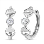 Moissanite Full Hoop Earring in Rhodium Overlay Sterling Silver