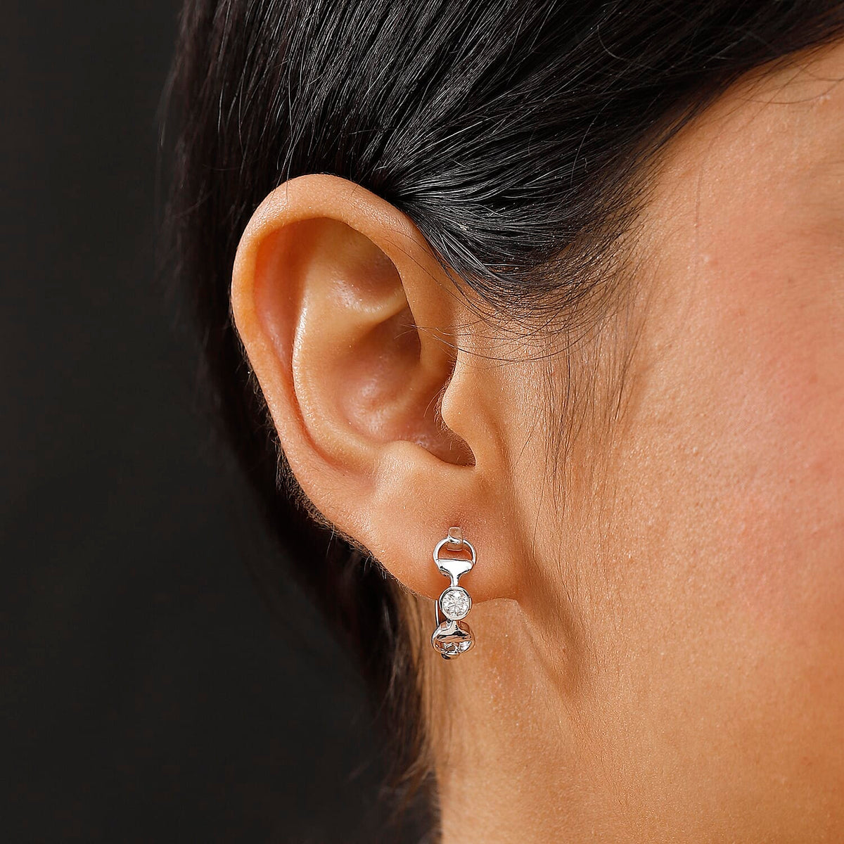 Moissanite Full Hoop Earring in Rhodium Overlay Sterling Silver 8055525 3