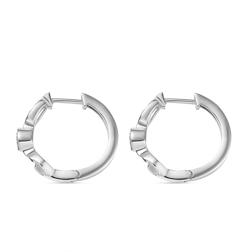 Moissanite Full Hoop Earring in Rhodium Overlay Sterling Silver