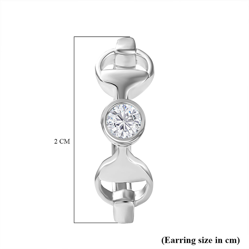 Moissanite Full Hoop Earring in Rhodium Overlay Sterling Silver