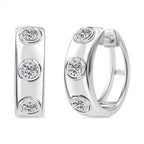 Moissanite Full Hoop Earring in Rhodium Overlay Sterling Silver