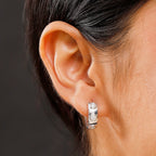 Moissanite Full Hoop Earring in Rhodium Overlay Sterling Silver
