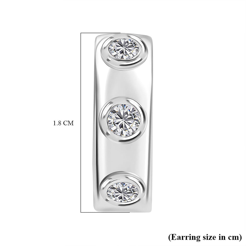 Moissanite Full Hoop Earring in Rhodium Overlay Sterling Silver