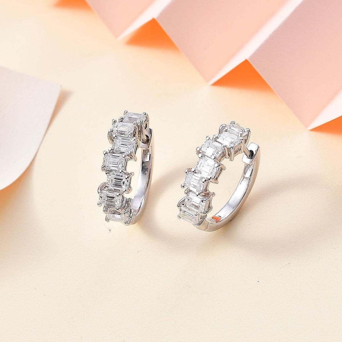 Moissanite Reborn Hoop Earrings in Platinum Overlay Sterling Silver 2.89  Ct. 7794701 2