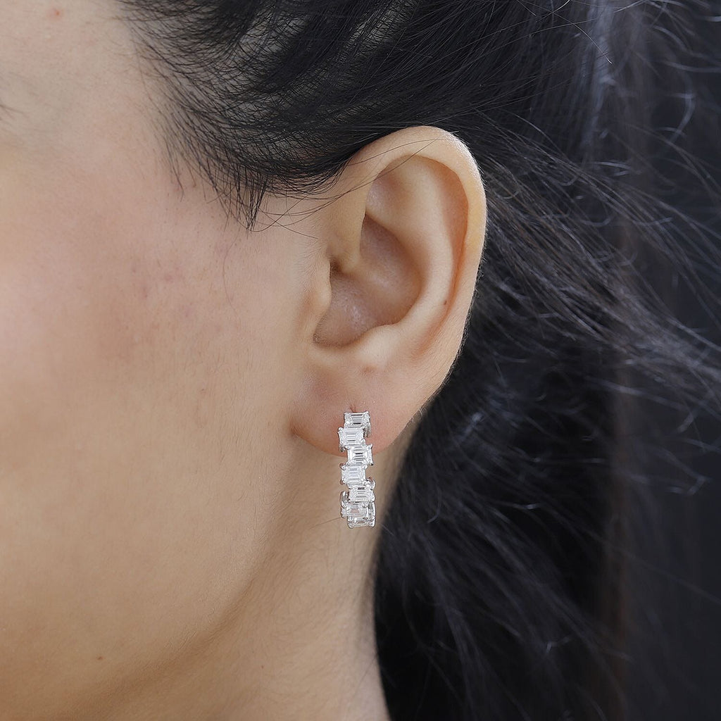 Moissanite Reborn Hoop Earrings in Platinum Overlay Sterling Silver 2.89  Ct.