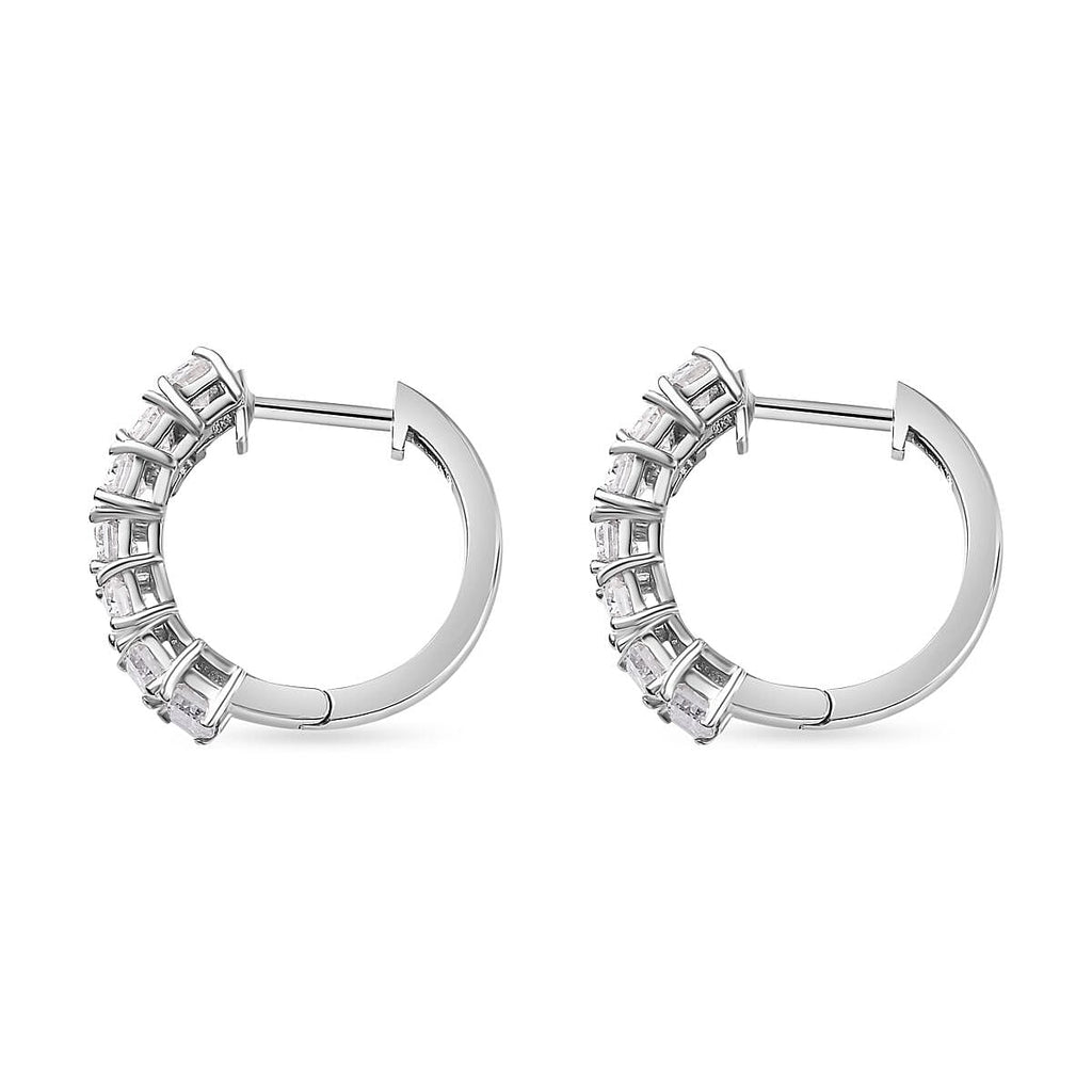 Moissanite Reborn Hoop Earrings in Platinum Overlay Sterling Silver 2.89  Ct.