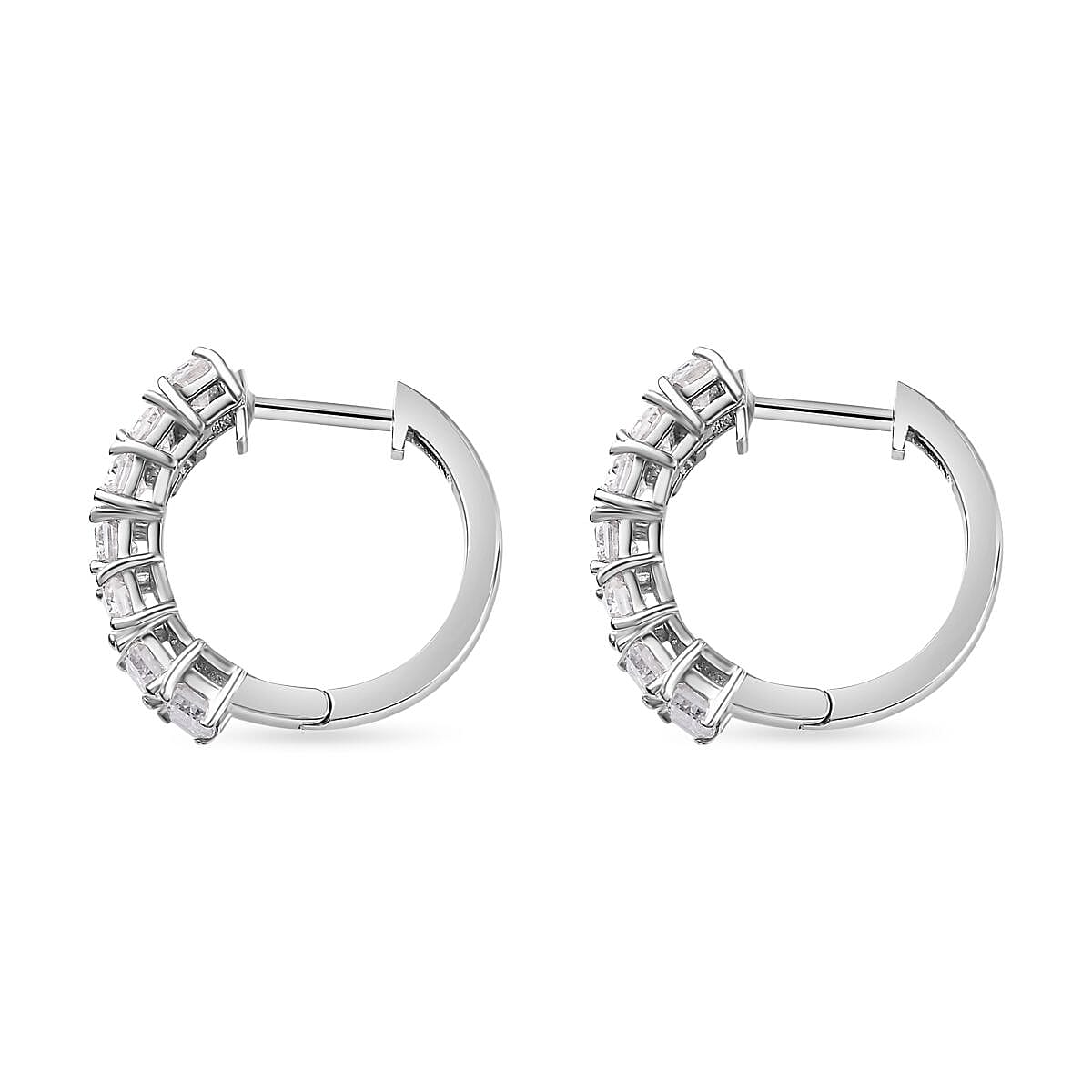 Moissanite Reborn Hoop Earrings in Platinum Overlay Sterling Silver 2.89  Ct. 7794701 4