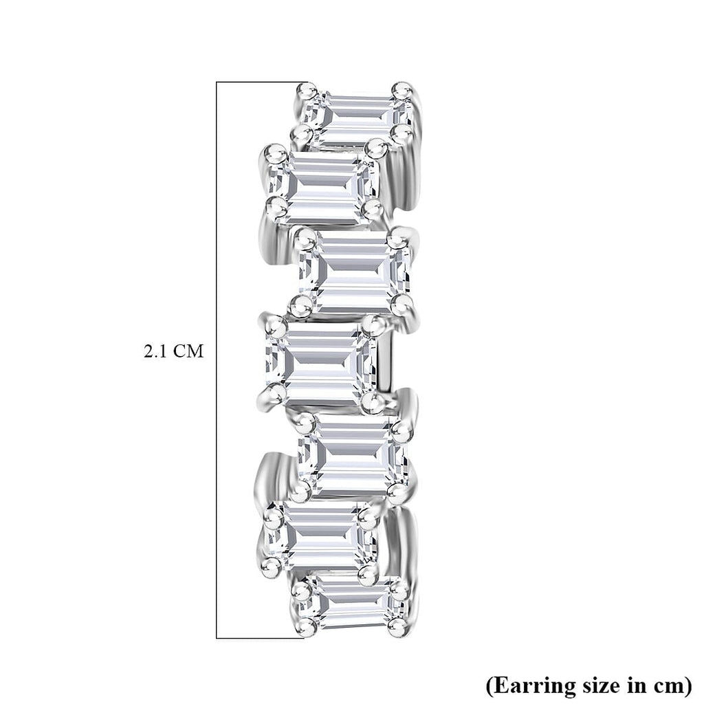 Moissanite Reborn Hoop Earrings in Platinum Overlay Sterling Silver 2.89  Ct.