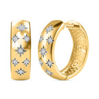 Moissanite Hoop Earrings with Clasp in 18K Vermeil Yellow Gold Plated Sterling Silver, (Outer Diameter 18.90mm).