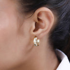 Moissanite Hoop Earrings with Clasp in 18K Vermeil Yellow Gold Plated Sterling Silver, (Outer Diameter 18.90mm).