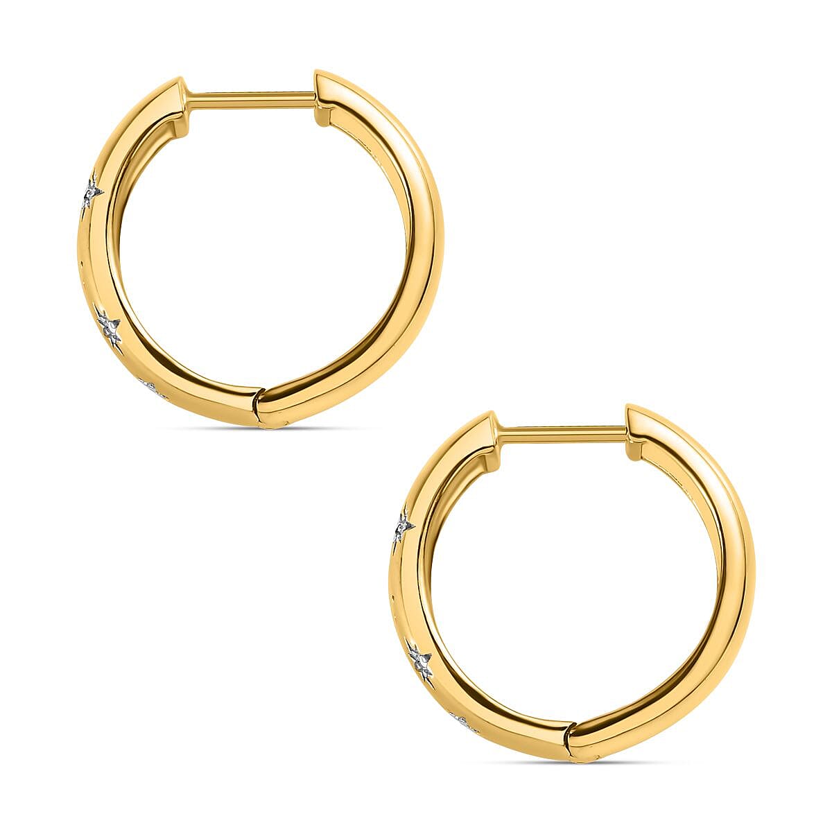 Moissanite Hoop Earrings with Clasp in 18K Vermeil Yellow Gold Plated Sterling Silver, (Outer Diameter 18.90mm). 7380416 4