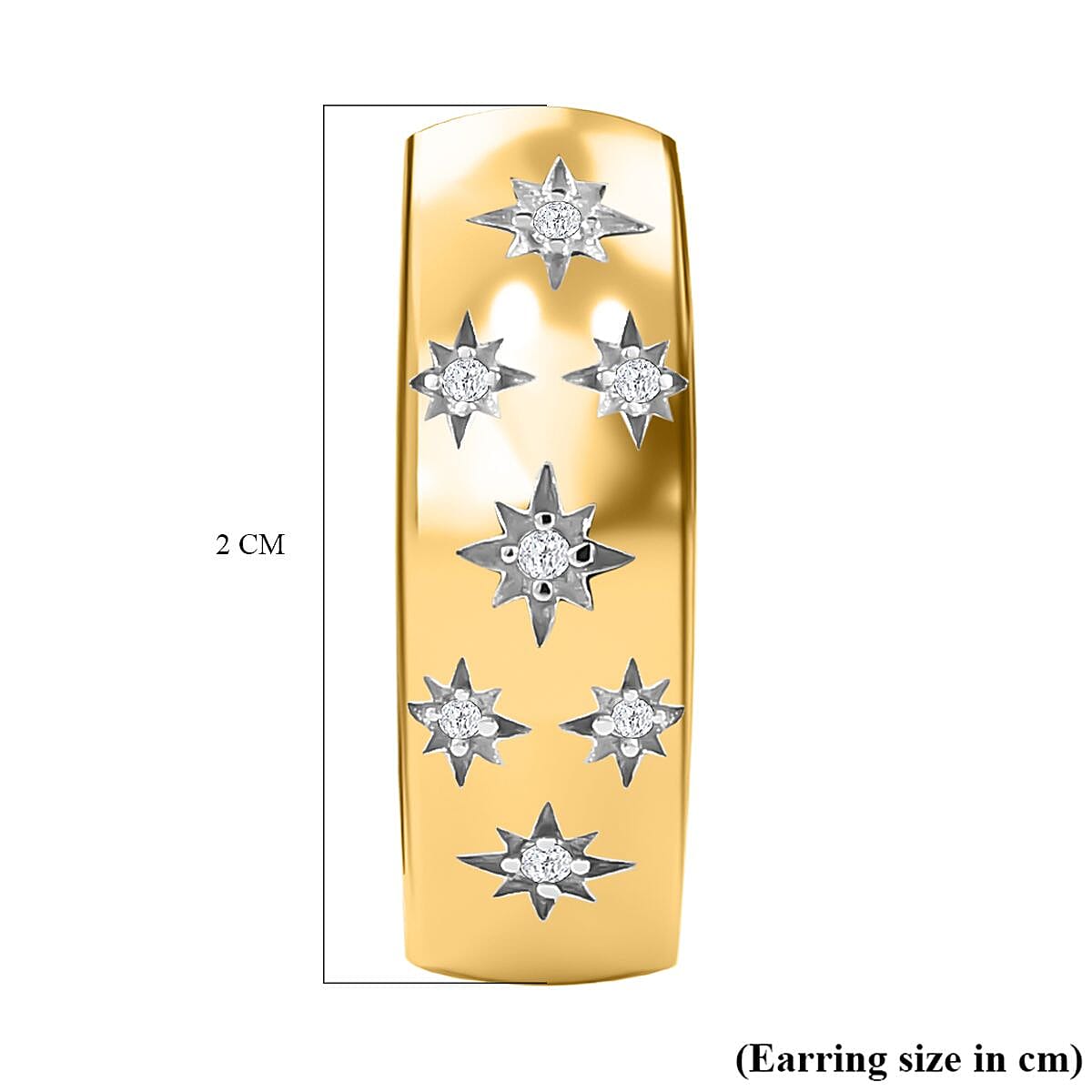 Moissanite Hoop Earrings with Clasp in 18K Vermeil Yellow Gold Plated Sterling Silver, (Outer Diameter 18.90mm). 7380416 5