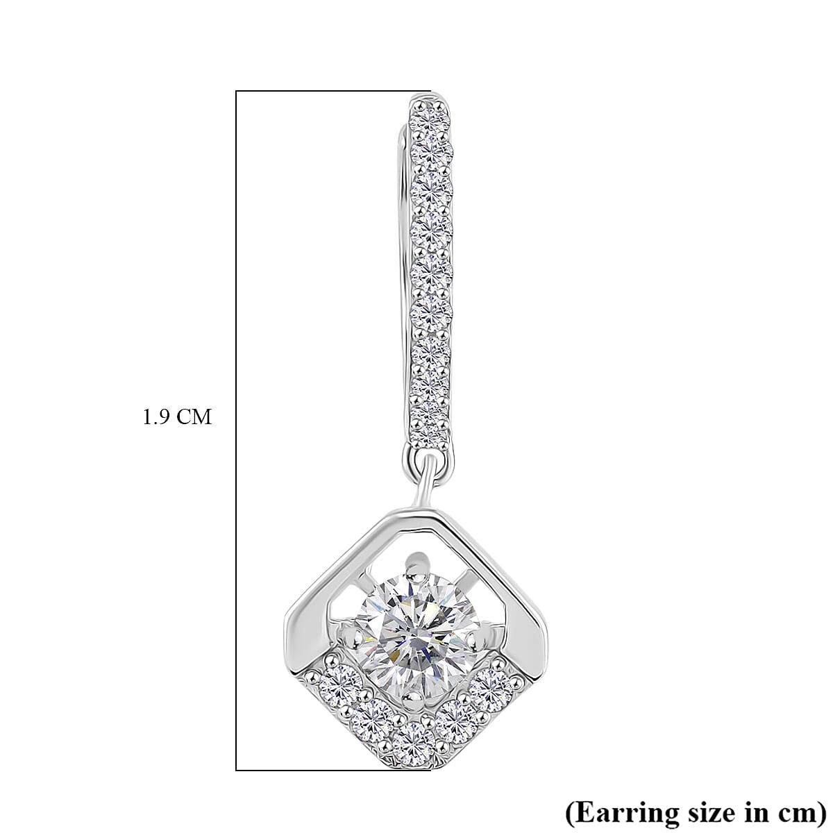 RADIANTA GRA Certified Moissanite Dangling Earrings with Hoop in Rhodium Overlay Sterling Silver 1.50 Ct. 8085100 6