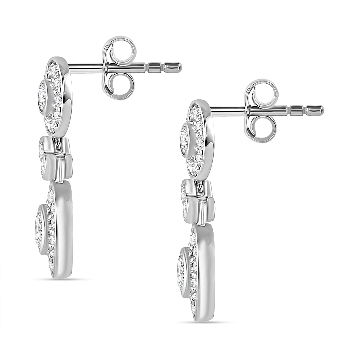 RADIANTA GRA Certified Moissanite Halo Dangling Earrings with Push Back in Rhodium Overlay Sterling Silver 1.45 Ct. 8085841 4