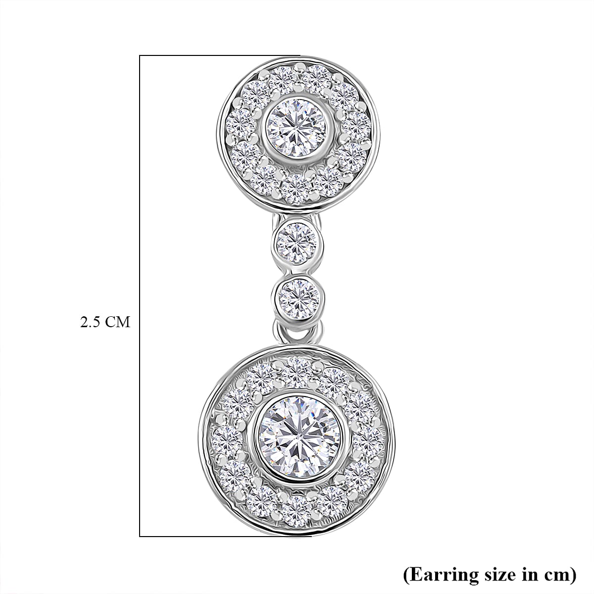 RADIANTA GRA Certified Moissanite Halo Dangling Earrings with Push Back in Rhodium Overlay Sterling Silver 1.45 Ct. 8085841 6