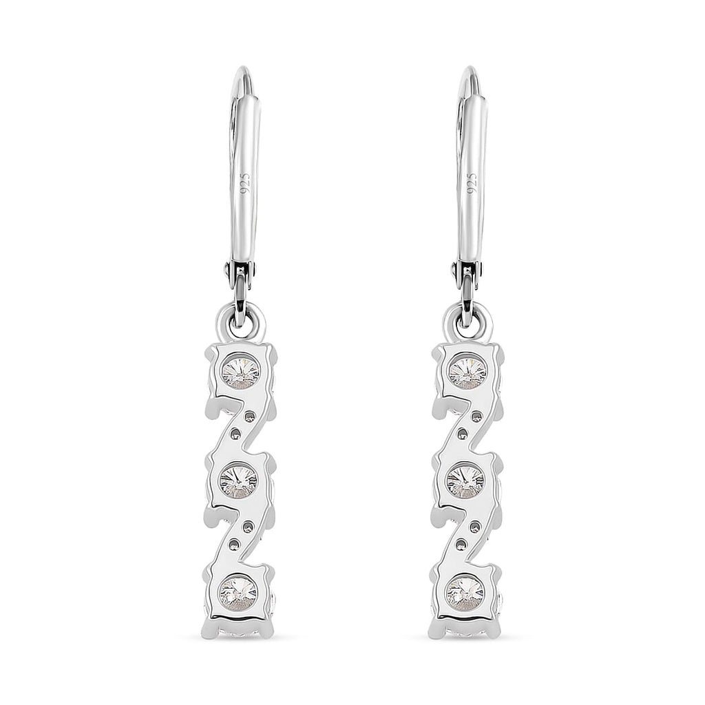 RADIANTA (VVS-1D) GRA Certified Moissanite Earring with Lever Back in Rhodium Overlay Sterling Silver 1.85 Ct.
