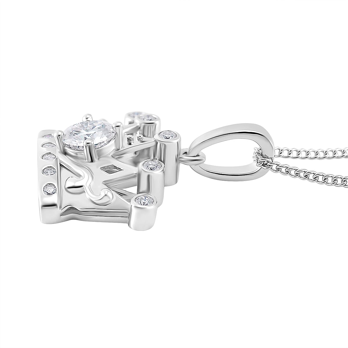 RADIANTA GRA Certified Crown Moissanite Pendant with Chain (Size 18) in Rhodium Overlay Sterling Silver 4366150 3