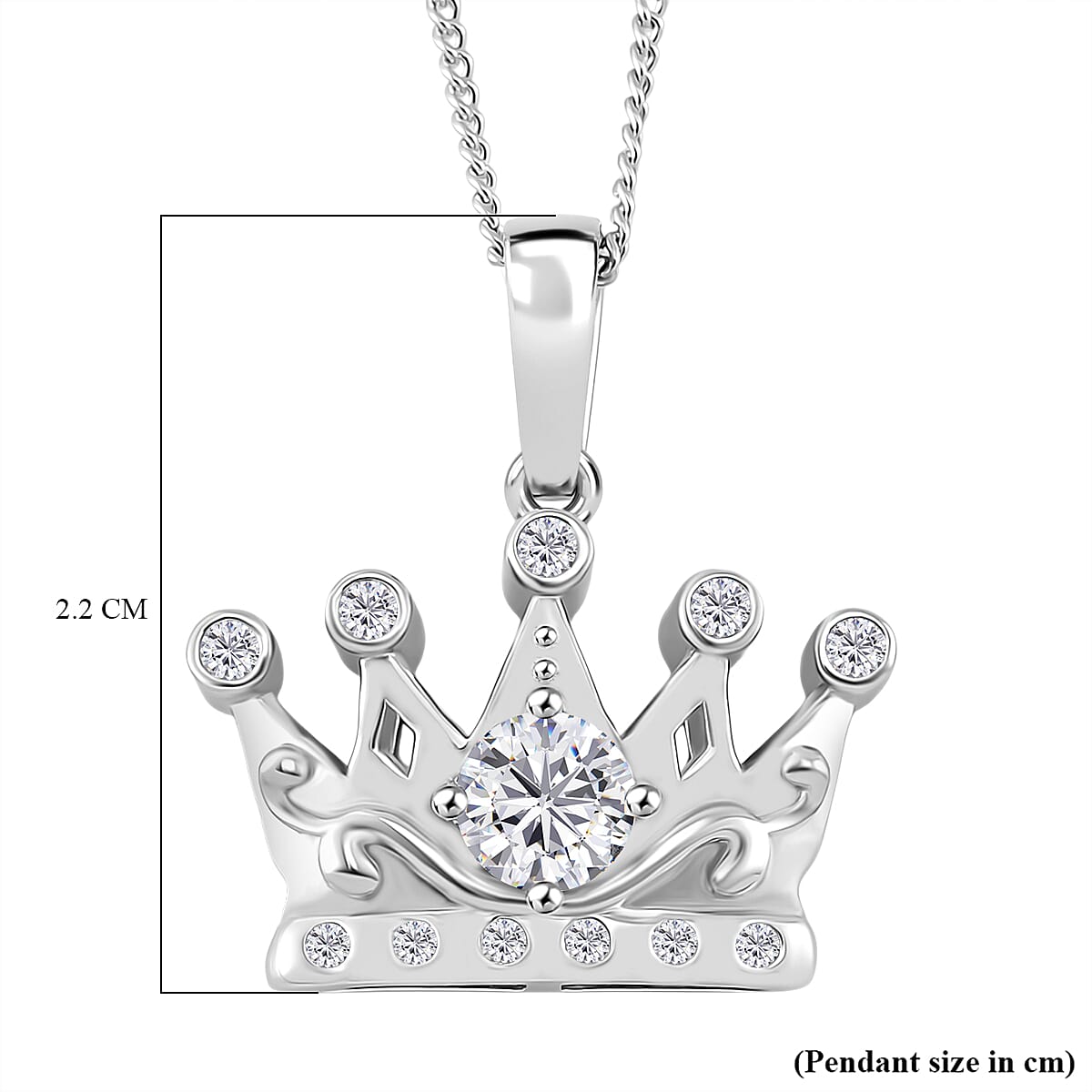 RADIANTA GRA Certified Crown Moissanite Pendant with Chain (Size 18) in Rhodium Overlay Sterling Silver 4366150 6