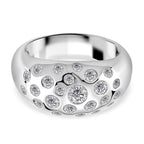 GRA Certified D-VVS1 Moissanite Ring in Rhodium Overlay Sterling Silver, 1.28 Ct, Silver Wt. 7.80 Gms.