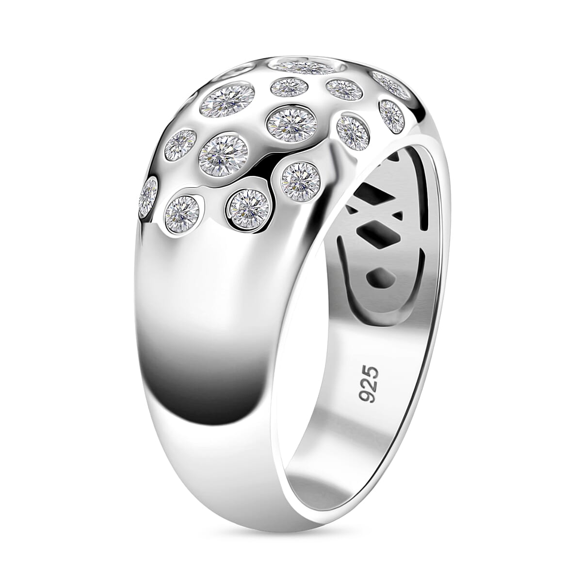 D'joy RADIANTA GRA Certified 1.28 Ct. Moissanite Dome Ring in Rhodium Overlay Sterling Silver (VVS1-D) 8204332 3