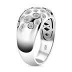 GRA Certified D-VVS1 Moissanite Ring in Rhodium Overlay Sterling Silver, 1.28 Ct, Silver Wt. 7.80 Gms.