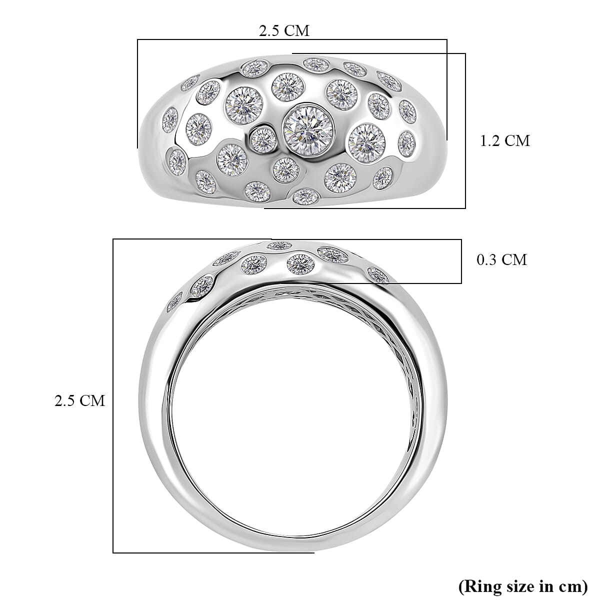 D'joy RADIANTA GRA Certified 1.28 Ct. Moissanite Dome Ring in Rhodium Overlay Sterling Silver (VVS1-D) 8204332 5