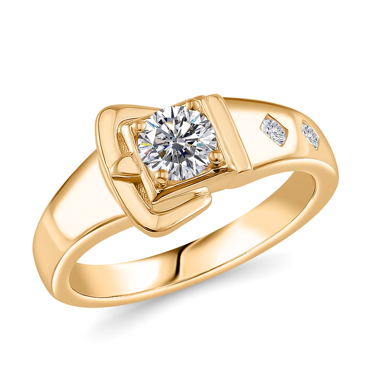 RADIANTA GRA Certified Moissanite D-VVS1 Ring in 18K Vermeil Yellow Gold Plated Sterling Silver 8085901 0