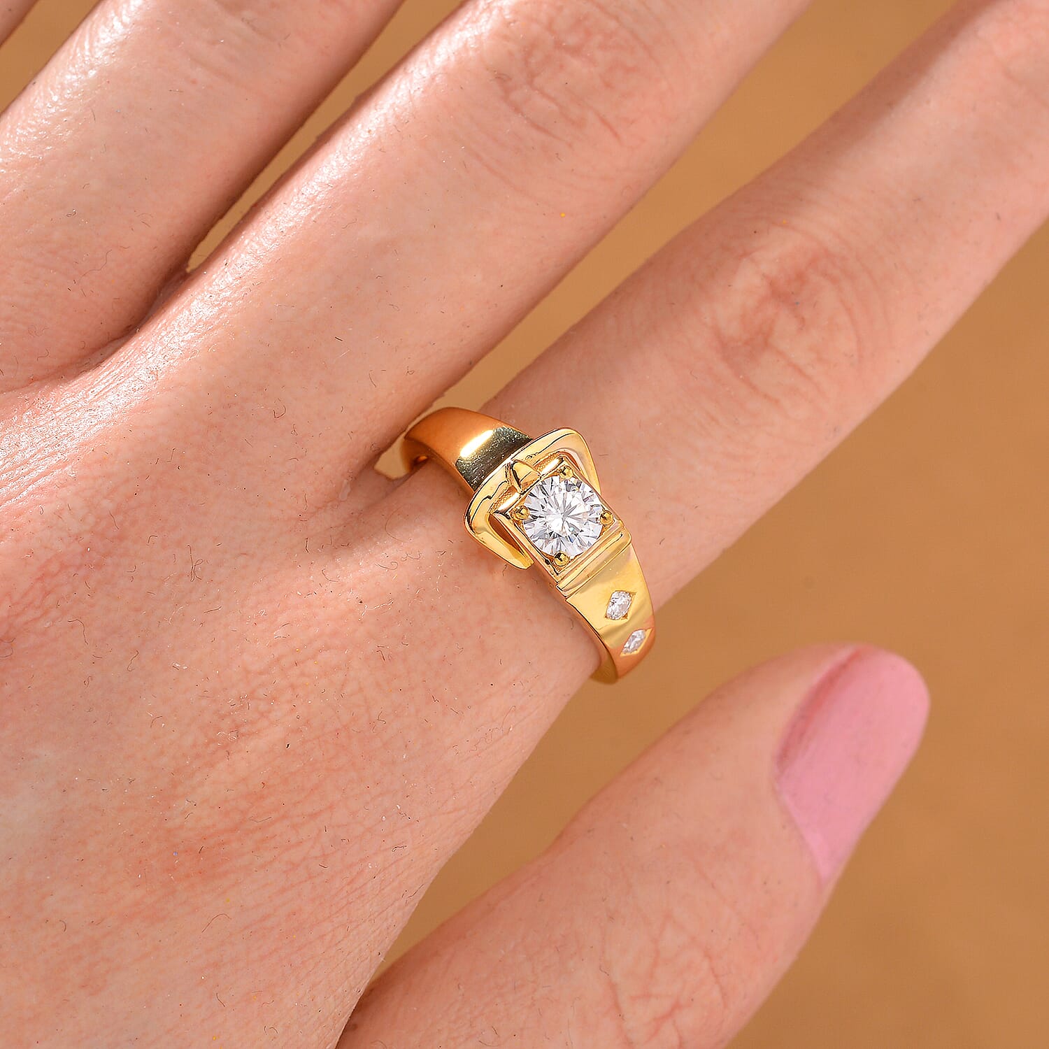RADIANTA GRA Certified Moissanite D-VVS1 Ring in 18K Vermeil Yellow Gold Plated Sterling Silver 8085901 2