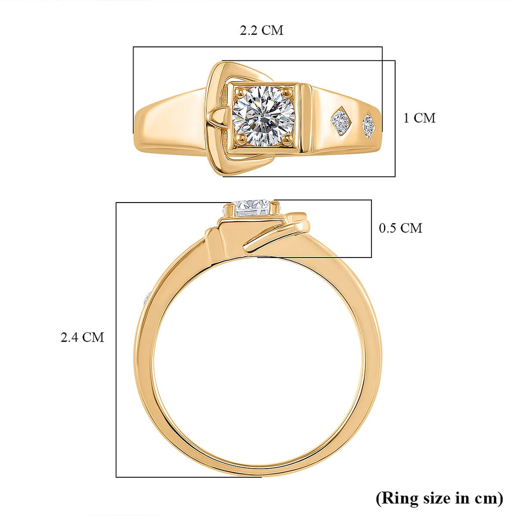 Premium Moissanite GRA Certified (VVS1-D) Ring in 18K Vermeil Yellow Gold Plated Sterling Silver