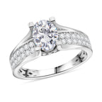 Premium D Colour VVS1 Moissanite GRA Certified Ring in Rhodium Overlay Sterling Silver 2.00 Ct.