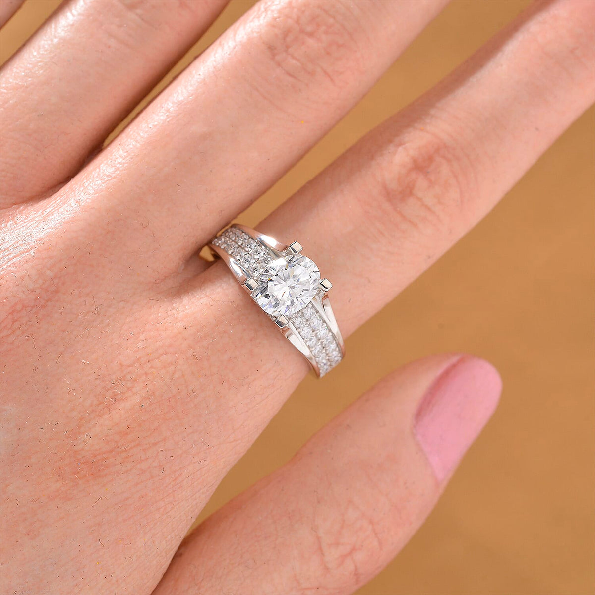 RADIANTA GRA Certified Moissanite D-VVS1 Ring in Rhodium Overlay Sterling Silver 2.00 Ct. 8084936 2