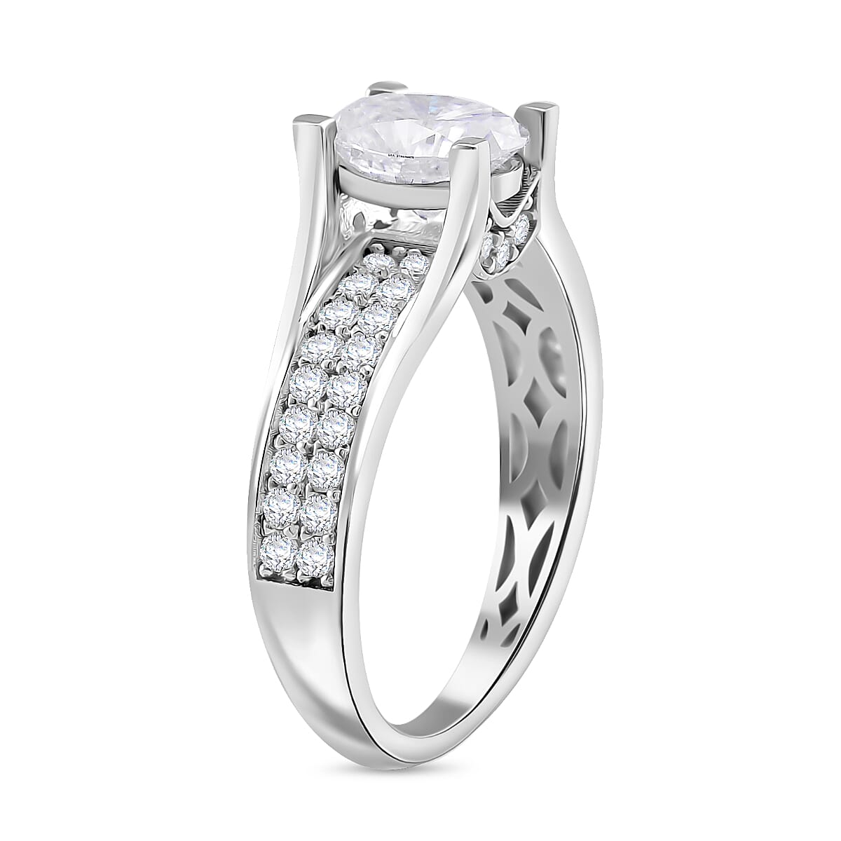 RADIANTA GRA Certified Moissanite D-VVS1 Ring in Rhodium Overlay Sterling Silver 2.00 Ct. 8084936 3