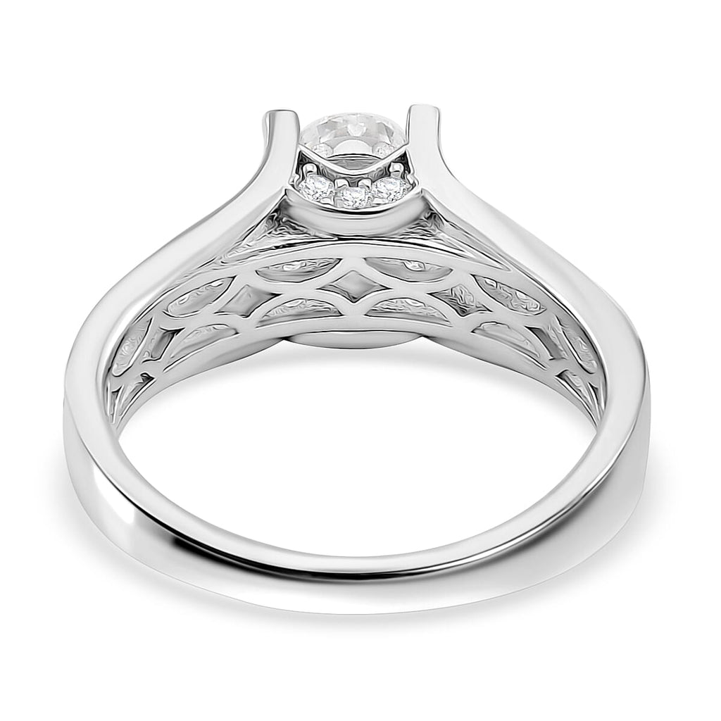 Premium D Colour VVS1 Moissanite GRA Certified Ring in Rhodium Overlay Sterling Silver 2.00 Ct.