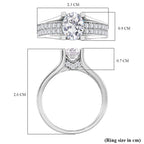 Premium D Colour VVS1 Moissanite GRA Certified Ring in Rhodium Overlay Sterling Silver 2.00 Ct.