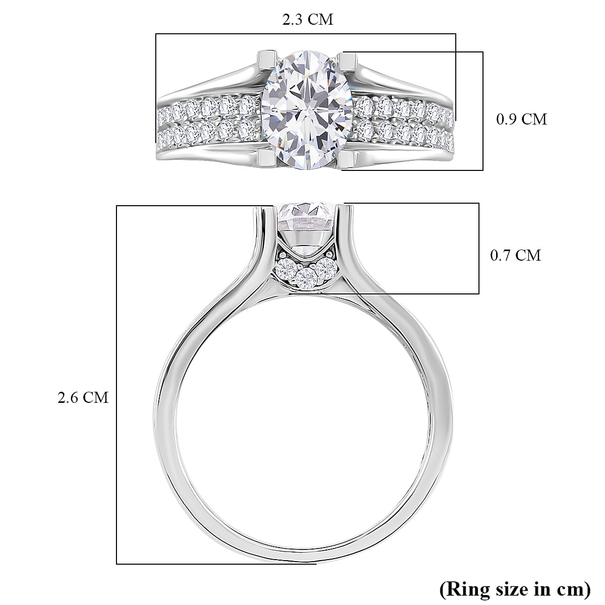 RADIANTA GRA Certified Moissanite D-VVS1 Ring in Rhodium Overlay Sterling Silver 2.00 Ct. 8084936 5