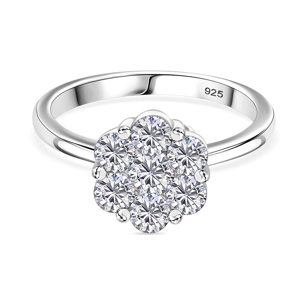 Premium Moissanite GRA Certified (VVS1-D) Ring in Rhodium Overlay Sterling Silver 1.30 Ct.