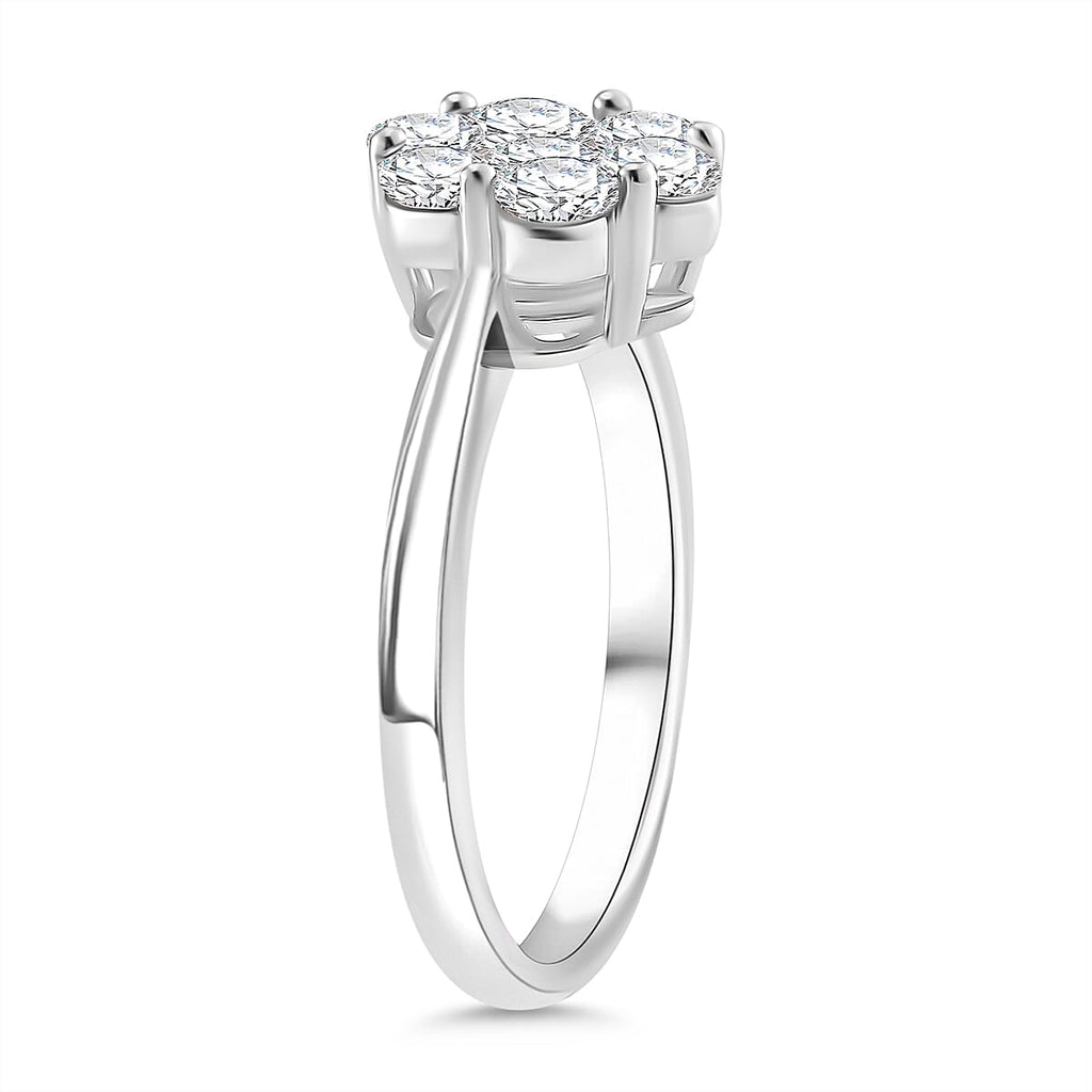 Premium Moissanite GRA Certified (VVS1-D) Ring in Rhodium Overlay Sterling Silver 1.30 Ct.