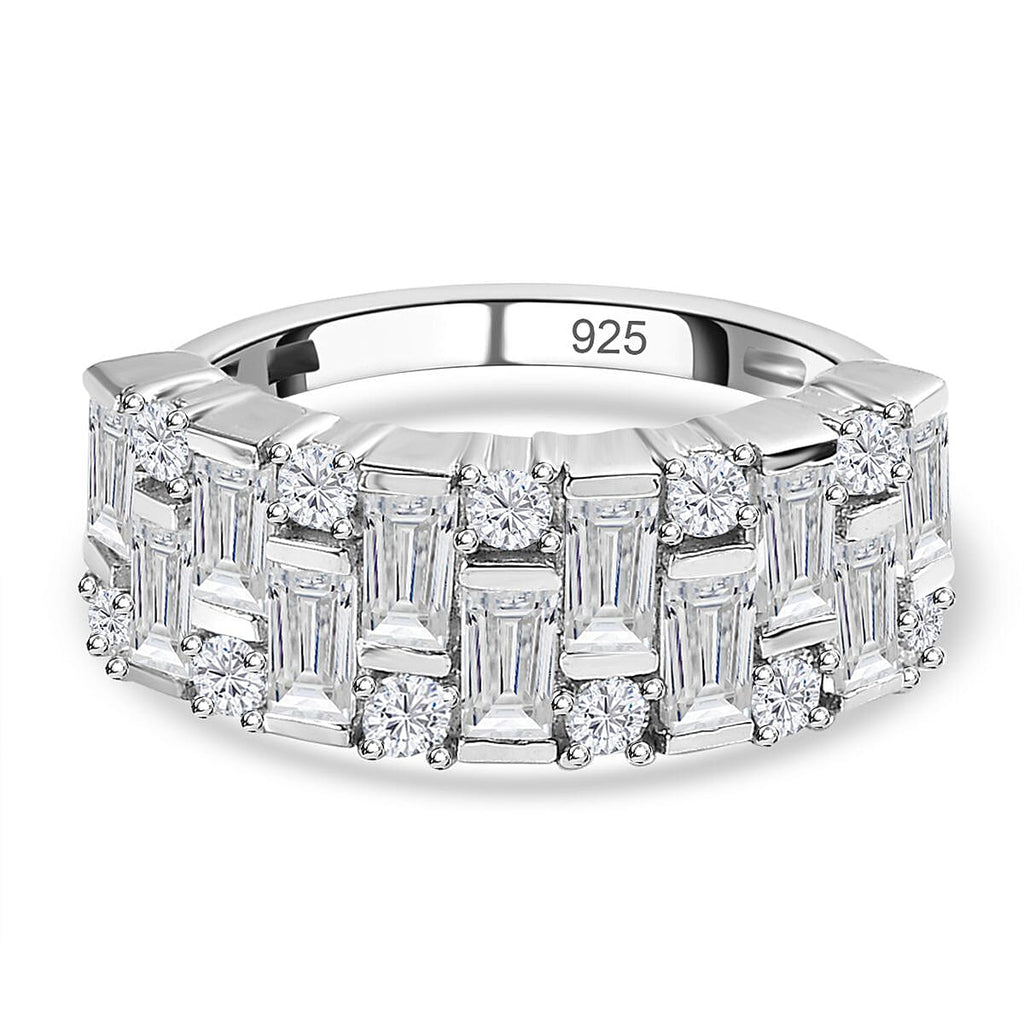 D'Joy Moissanite Half Eternity Ring in Platinum Overlay Sterling Silver 1.58 Ct.