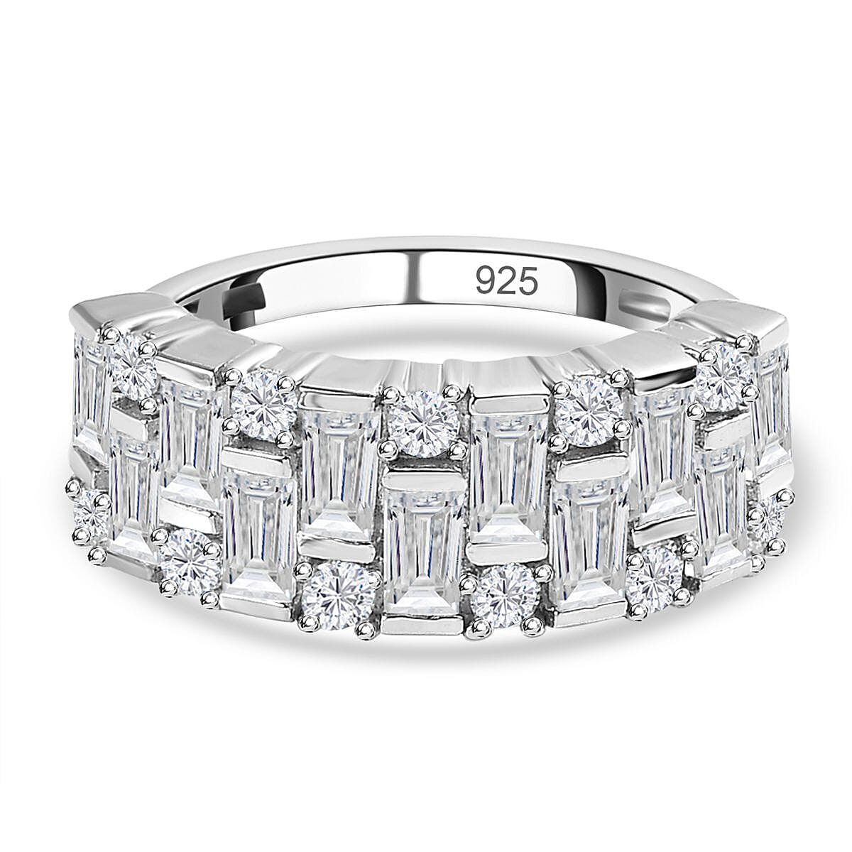 1.53 Ct. Moissanite Half Eternity Ring in Platinum Overlay Sterling Silver 7560307 2