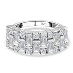 D'Joy Moissanite Half Eternity Ring in Platinum Overlay Sterling Silver 1.58 Ct.